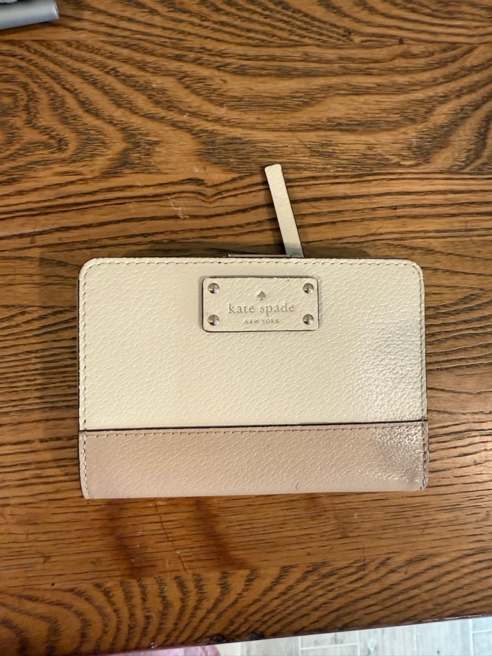 kate spade Cream and Blush Two-Tone Zip Wallet